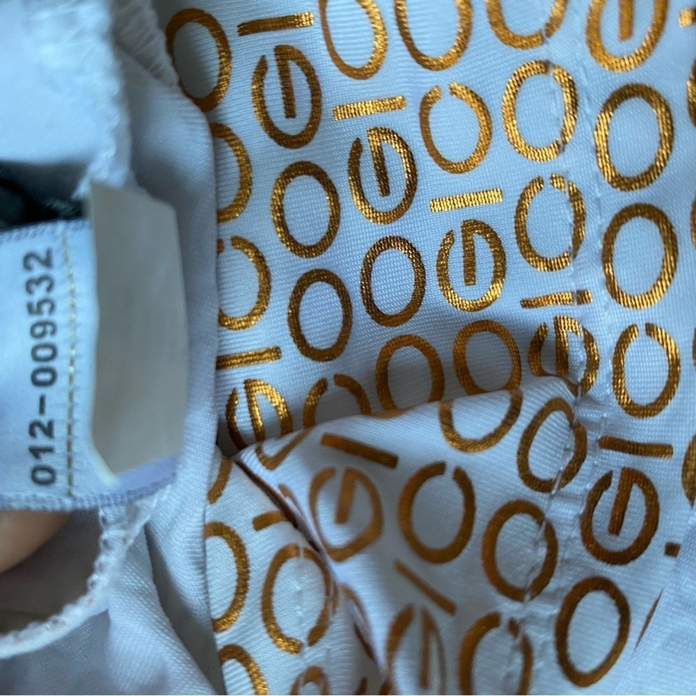 COOGI VINTAGE WHITE GOLD LOGO PRINT COWL NECK MINI DRESS LARGE - Picture 16 of 16